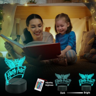 WYDCAA Harry 3D iluze Potter lampa 16 barev LED akrylové RGB dotykové noční světlo, noční lampička pro chlapce a dívky, dekorace